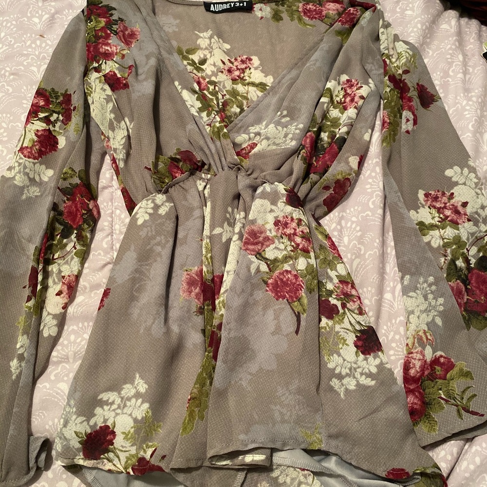 Cute Grey Flowered Romper